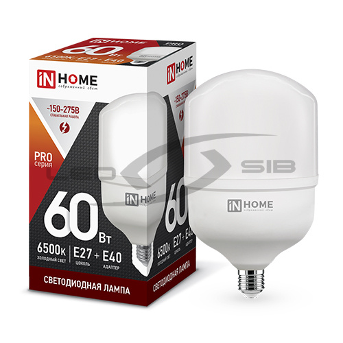 Лампа светодиодная LED-HP-PRO E27 с адаптером Е40 60W 230V 5400Lm IN HOME