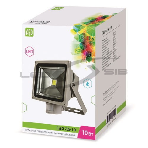 Прожектор сд СДО-2Д-10 10W 220-240V 6500К 800Lm с датчиком движения IP44