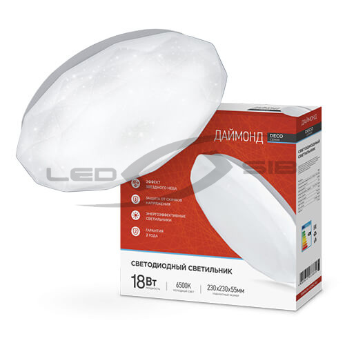 Светильник cд DECO 18W 6500К 1170Lm 230х55мм ДАЙМОНД  IN HOME