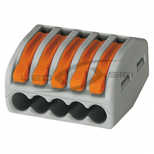 Соединитель кабеля Wago Клемма 5-проводная 0.08-2.5 мм, 250V, ток 24A (обычная)