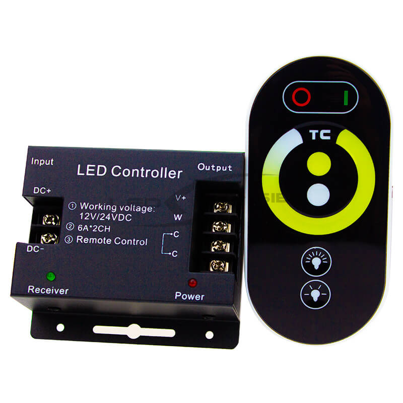 Контроллер LS W+WW Led Touch с сенсорным пультом 2 канала*6А  144-288 12 А DC12-24V