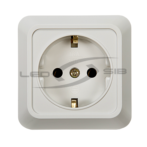 Розетка 1ая накл с з/к BOLLETO белая накладная 7028
