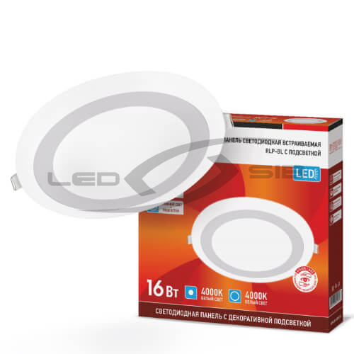 Панель сд круглая RLP-BL  16W 230V 960Lm 195мм с подсветкой IP20 IN HOME