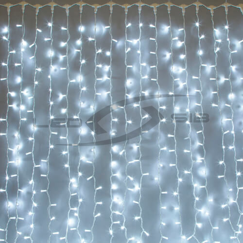 Дождь светодиодный LS 2х9м, 20 нитей, 1800 LED,  220V, прозрачный ПВХ провод 2,0 мм IP 55