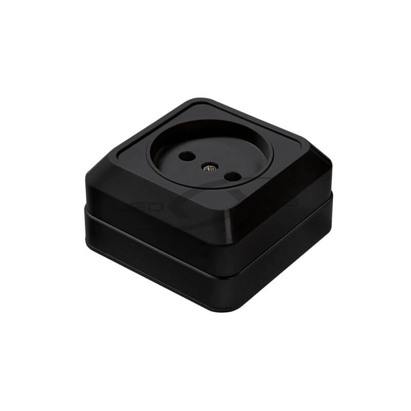 Розетка 1ая BOLLETO черная накладная 7022B