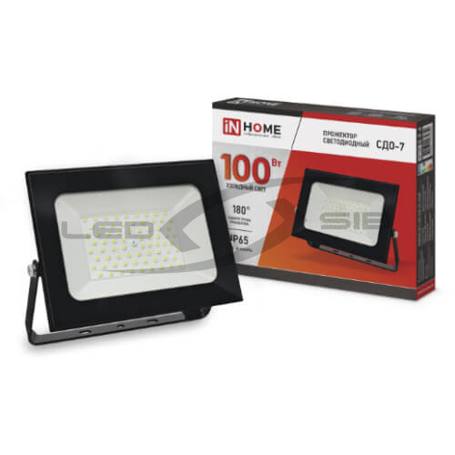Прожектор сд СДО-7- 100 черный 6500К IP65 IN HOME