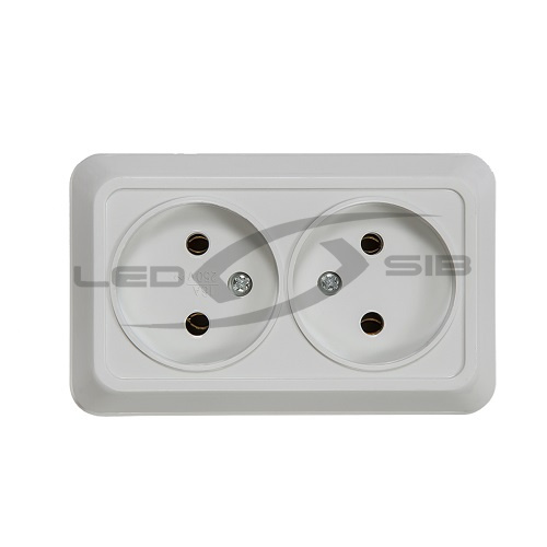Розетка 2ая накл  BOLLETO белая накладная 7102