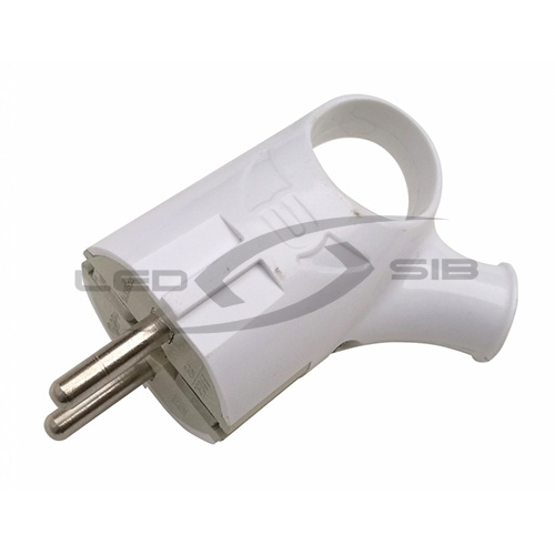 Вилка угловая с кольцом с з/к 16А белая 4120