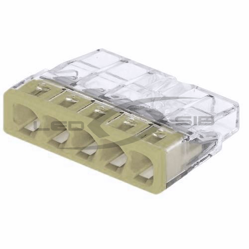 Соединитель кабеля Wago Клемма 5-проводная 0.08-2.5 мм, 250V, ток 24A (прозрачная)