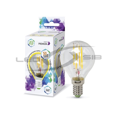 Лампа сд LED-ШАР-PREMIUM 5.0W 230V Е14 450Lm прозрачная 