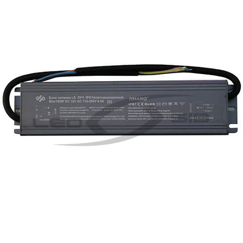 Блок питания ЛУЧ влагозащищенный LS серии Slim 100W DC 12V AC 170-250V 8.3A (алюминий)220*53*18 IP67