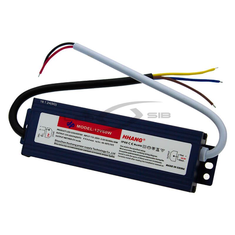 Блок питания влагозащищенный LS серии Slim 60W DC 12V AC 170-265V 5A 220*53*18мм 5Y IP67 НН