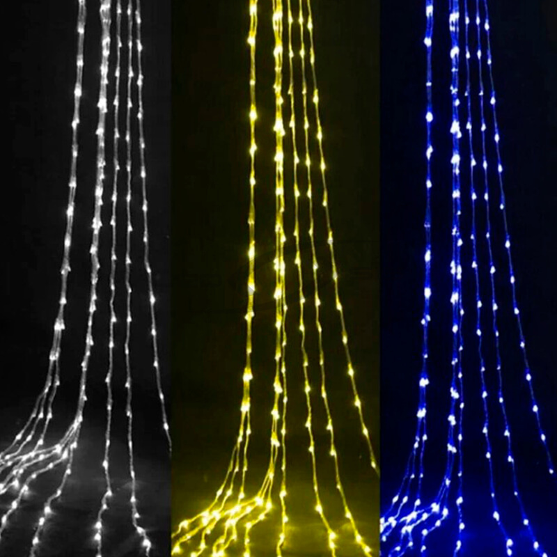 Светодиодный занавес LS 1х3м, 10 нитей,  300 Led, 220V прозрачный провод PVC 2,3 мм, IP65, стыкуется